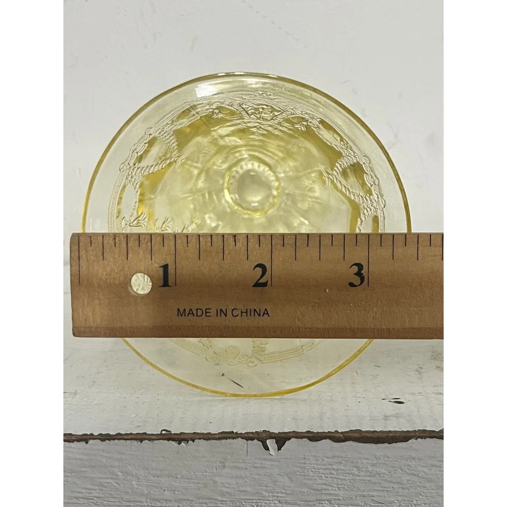 Vintage Yellow Depression Glass Cameo Ballerina Footed Tumblers Set of 5 4.5